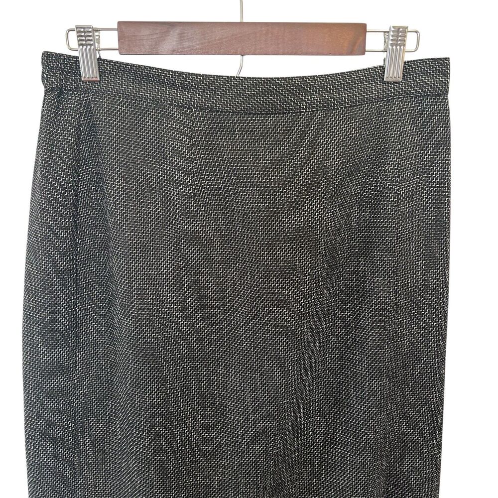 VTG Sag Harbor Knit Pencil Skirt Sz 12 Preppy Academic Black Career Minimalist